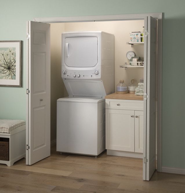 GE Unitized Spacemaker 3.8 cu. ft. Capacity Washer with Stainless Steel Basket and 5.9 cu. ft. Capacity Electric Dryer 1 GUD27ESSMWW