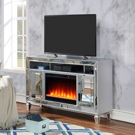 Indoor fireplace TV Stand Silver Color NX-5002