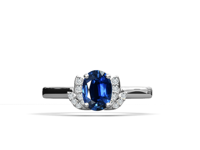 Anillo de compromiso zafiro y diamantes