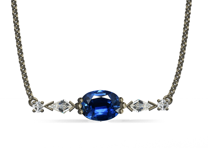 Collar zafiros y diamantes rombo