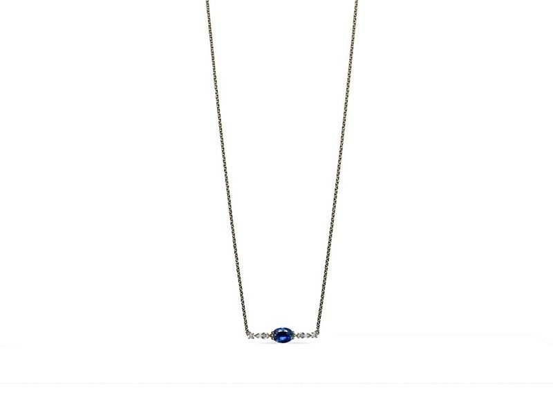 Collar zafiros y diamantes rombo