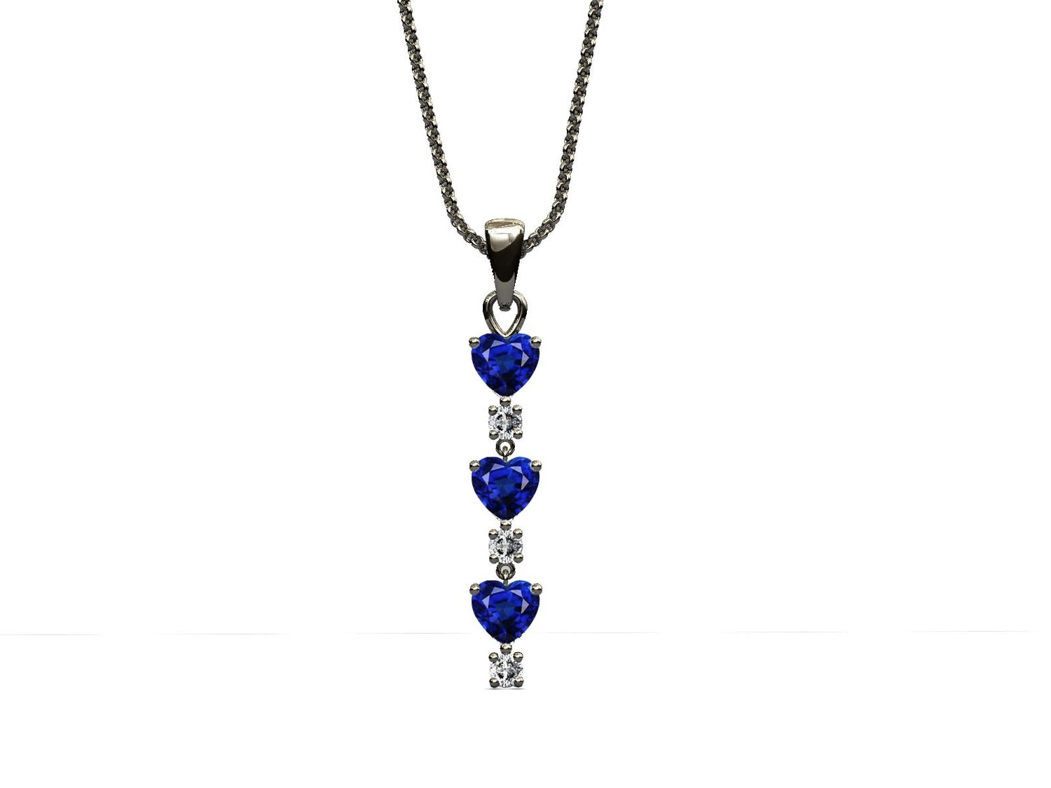 Collar zafiros corte corazon