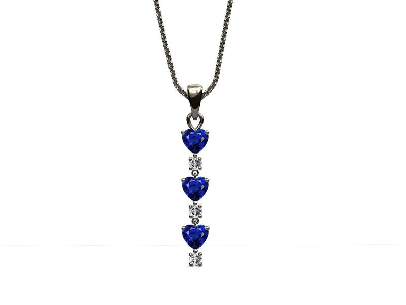 Collar zafiros corte corazon