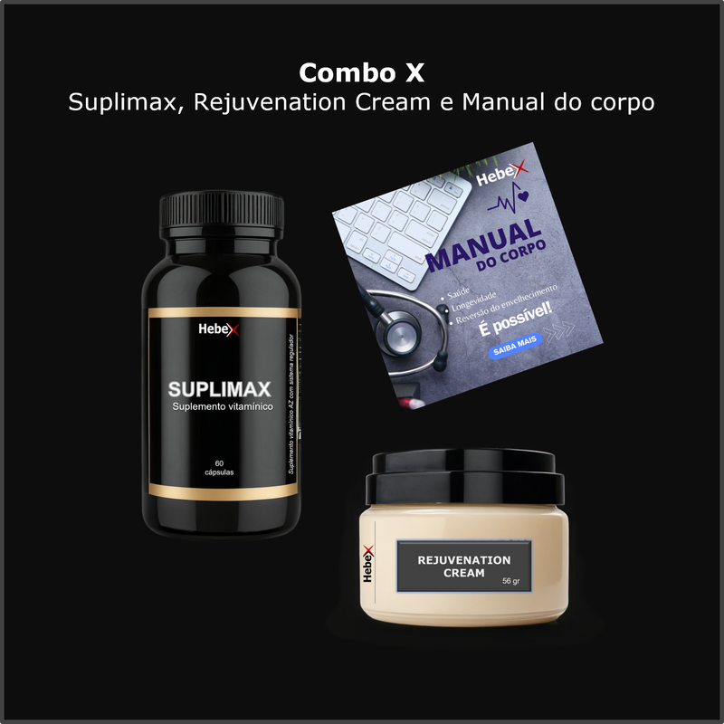 Combo Suplimax + Rejuvenation Cream + Manual do Corpo