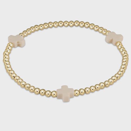 Enewton - 3mm Gold Signature Cross Bracelet, Color: Off White