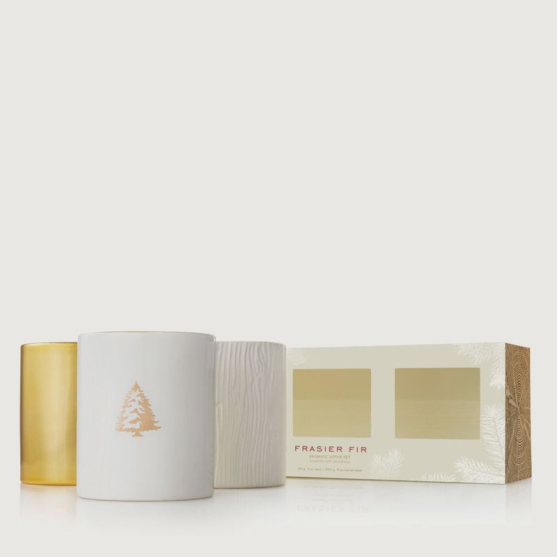 Thymes Frasier Fir Gilded Gold Trio Candle Set
