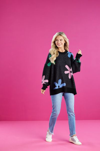 Mudpie Jadie Floral Sweater, Color: Black