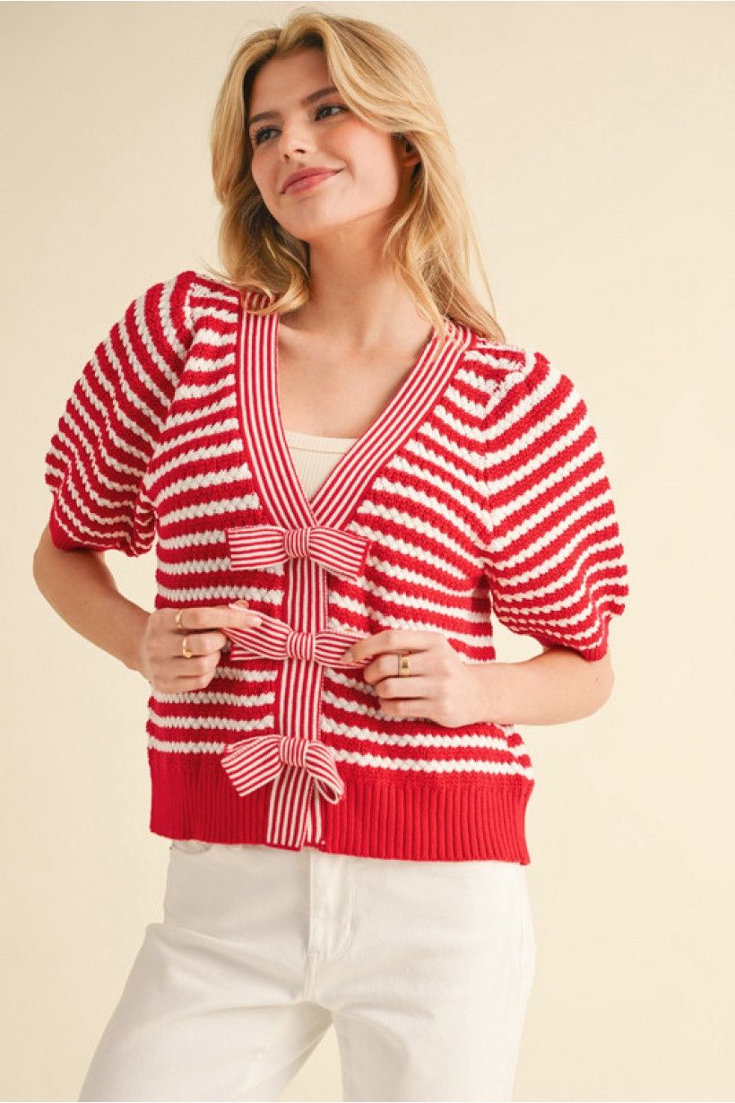 Jodifl Stripe Bow Cardigan