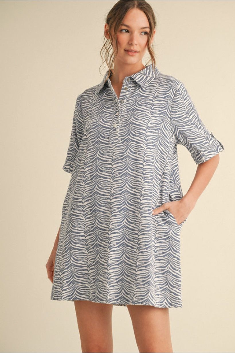 Jodifl Zebra Dress, Color: Blue, Size: Small