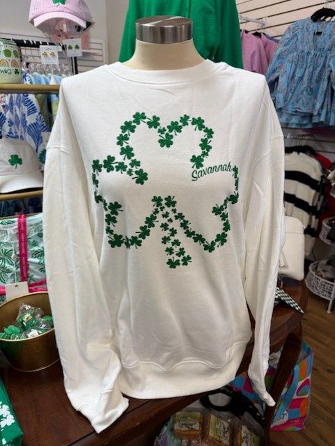 Savannah White Shamrock Sweatshirt 2026