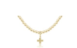 Enewton - Classic 3mm Beaded Gold Choker Necklace With Signature Cross Charm