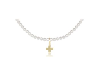 Enewton - Classic 3mm Pearl Choker Necklace With Signature Cross Charm