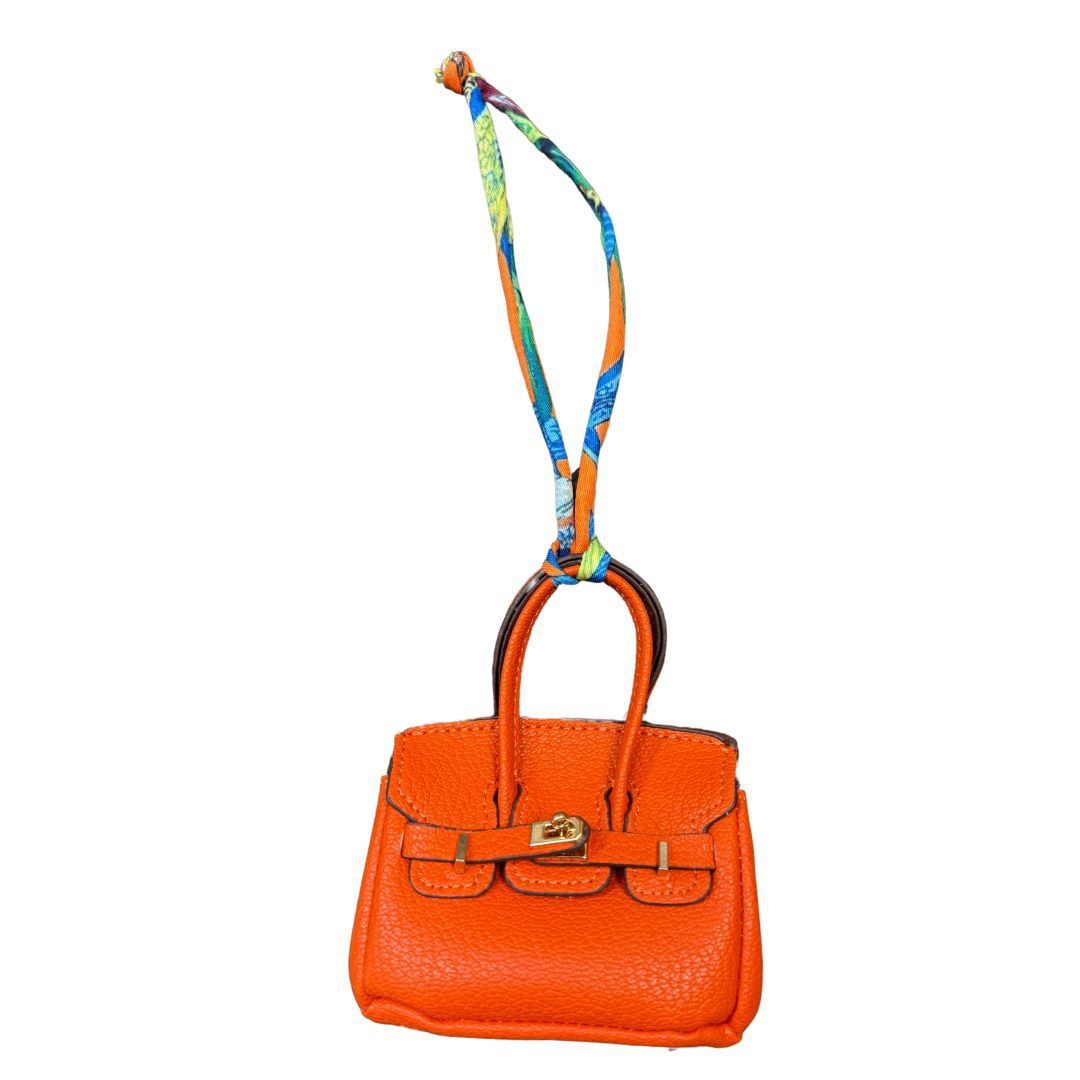Leather Tote Bag Charm, Color: Orange