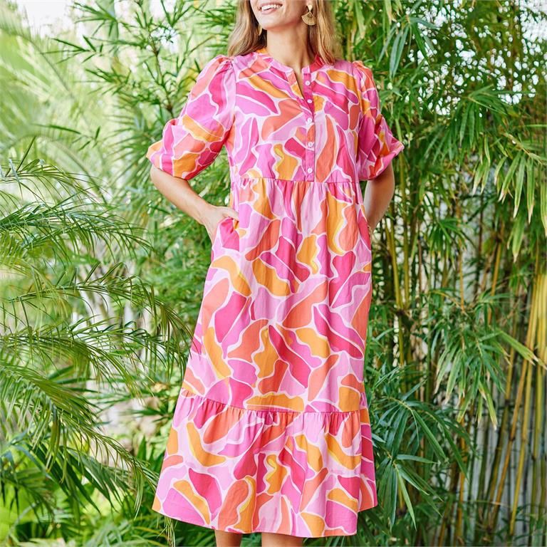 Mary Square Dress Riley Cool Waters Pink