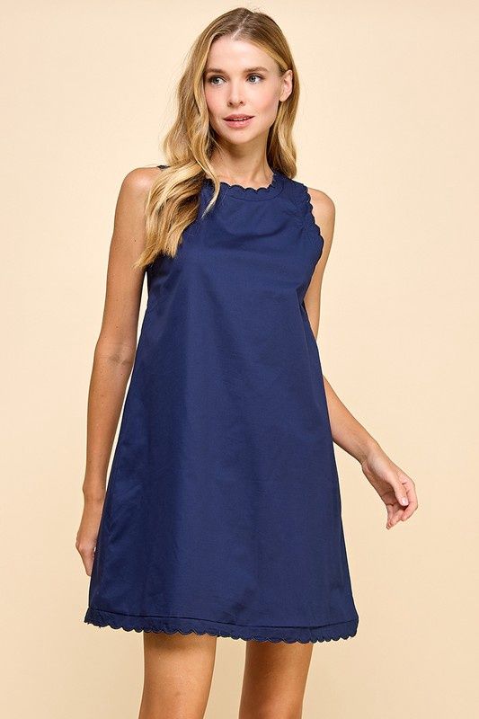 TCEC Navy Scalloped Detail  Dress