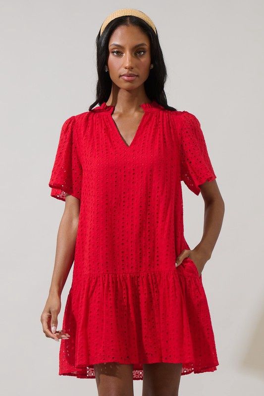 Sugarlips Azari Eyelet Shift Mini Dress
