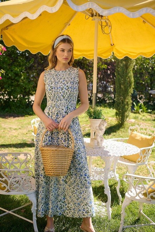 Sugarlips Hilo Floral Cecil Smocked Midi Dress