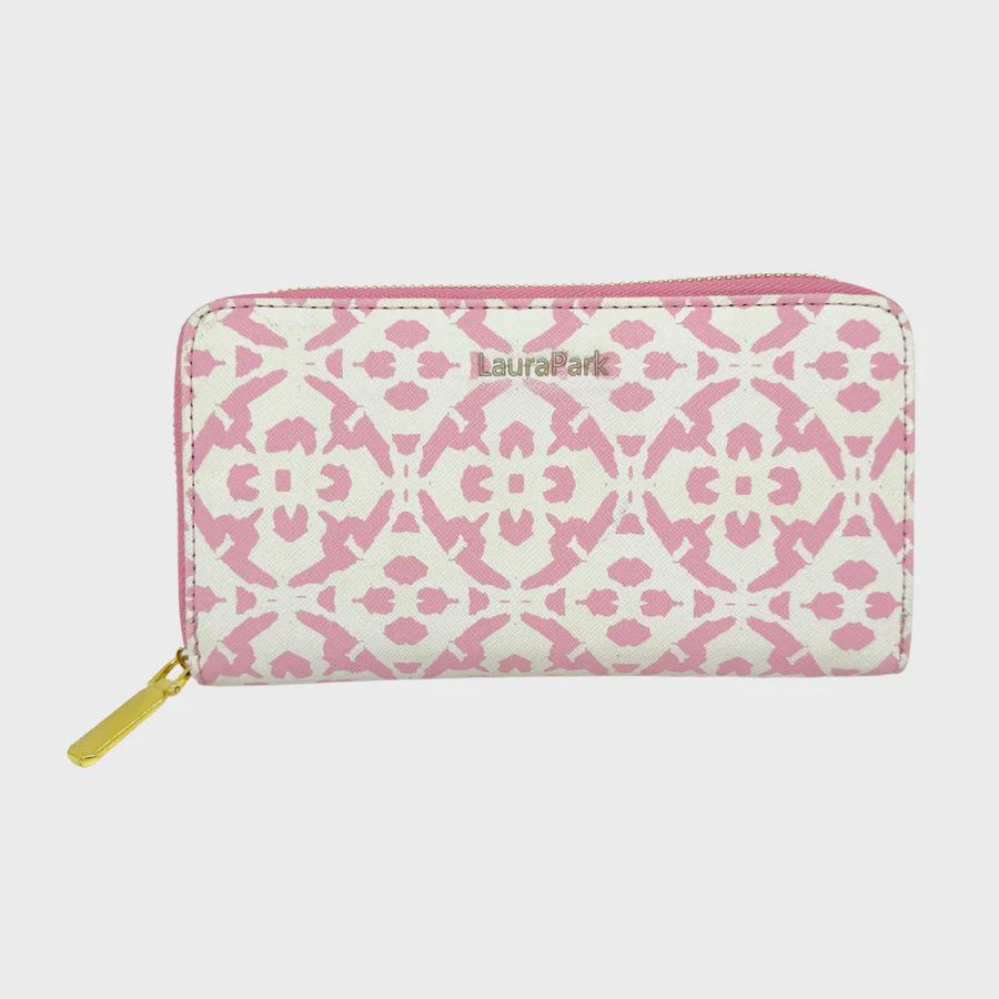 Laura Park Leather Wallet, Pattern: Porto Tiles Blush