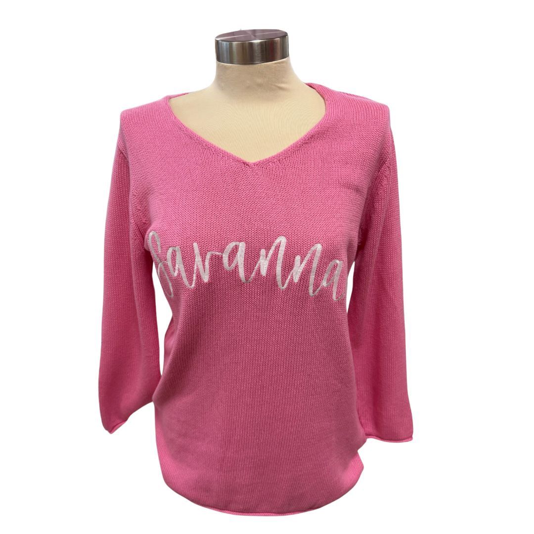 Polka Dots Custom Savannah Sweaters, Color: Pink, Size: S