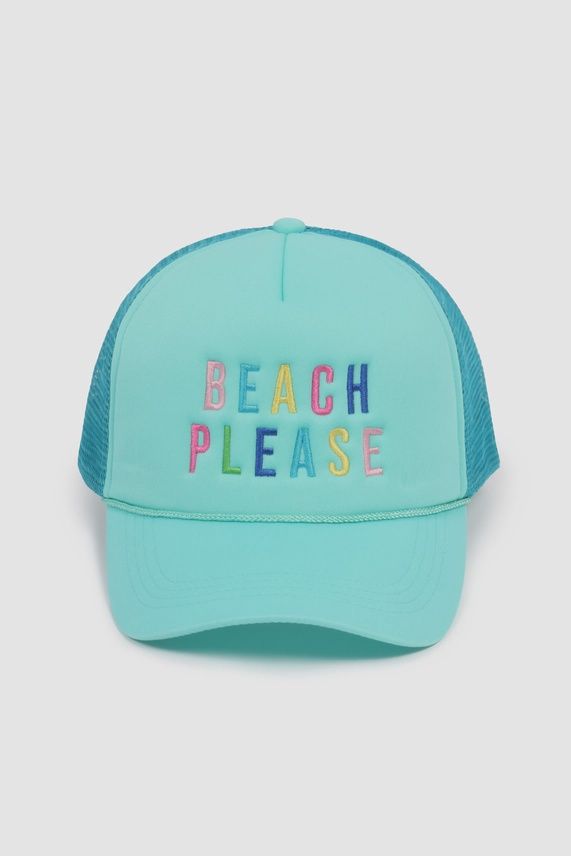 Embroidered Beach Please Trucker Hat
