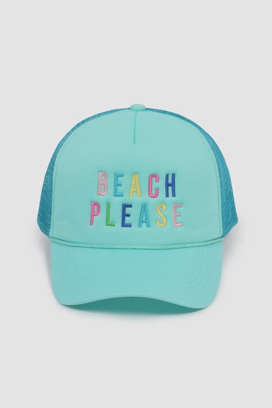 Embroidered Beach Please Trucker Hat