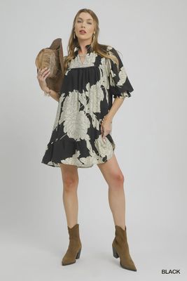Umgee Floral Notched Dress