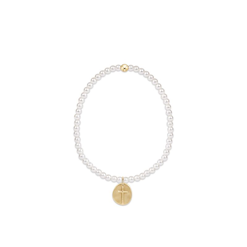 Classic Pearl 3mm Bead Bracelet - Inspire Small Gold Charm