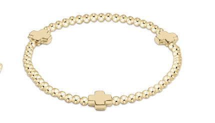 Signature Cross Gold Pattern 3mm Bead Bracelet - Gold
