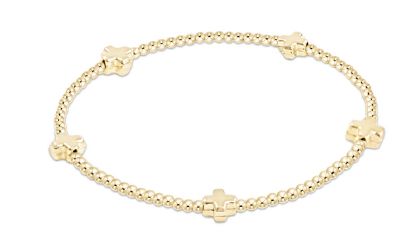 Signature Cross Small Gold Pattern 2mm Bead Bracelet - Gold