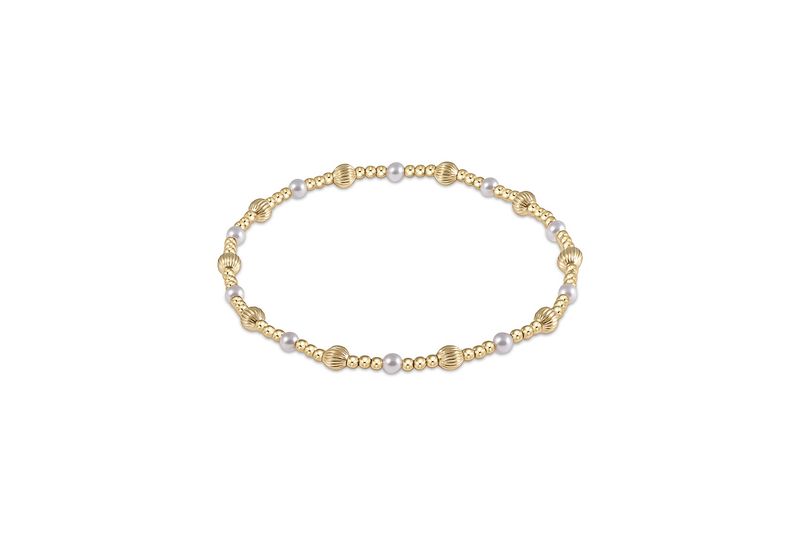 Dignity Sincerity Pattern 4mm Bead Bracelet - Pearl