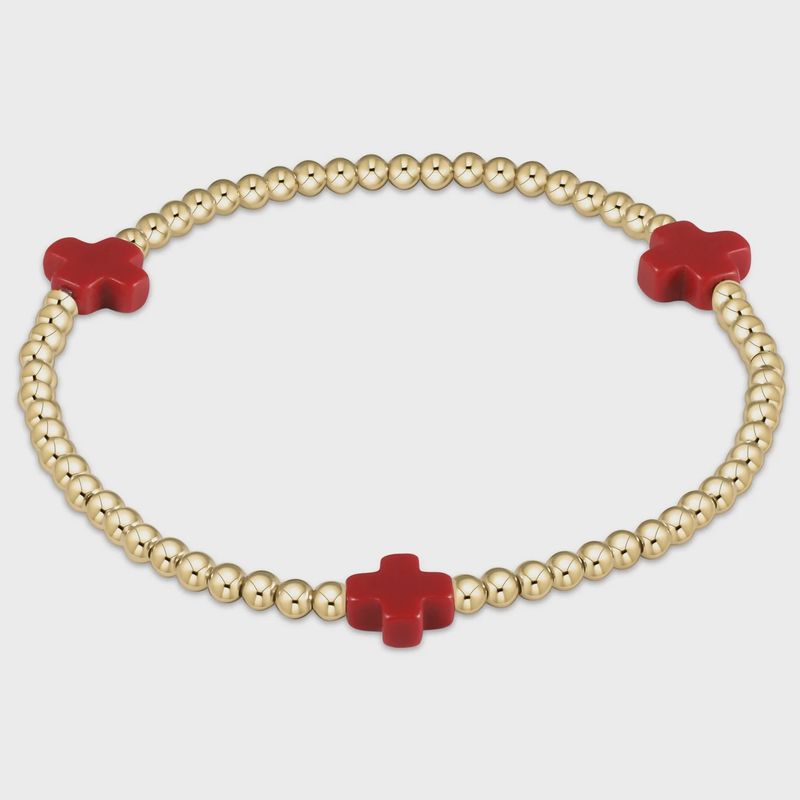 Signature Cross Gold Pattern 3mm Bead Bracelet - Canary