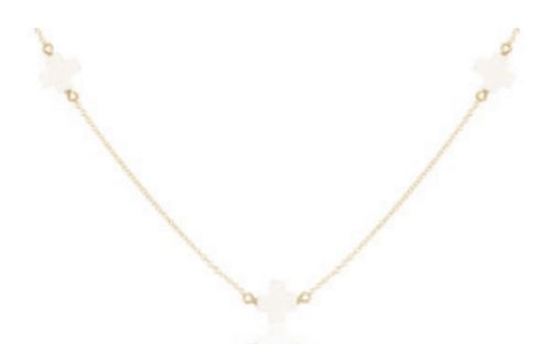 15&quot; Choker Simplicity Chain Gold - Signature Cross Off-White