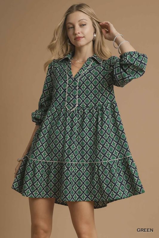 Umgee Green Corduroy Dress