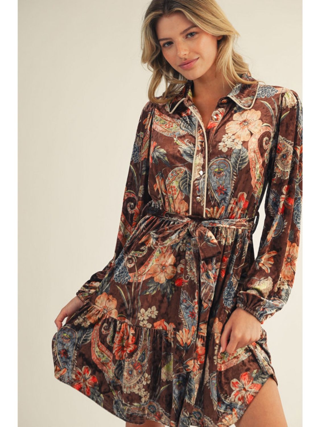 Jodifl Toffee Velvet Dress
