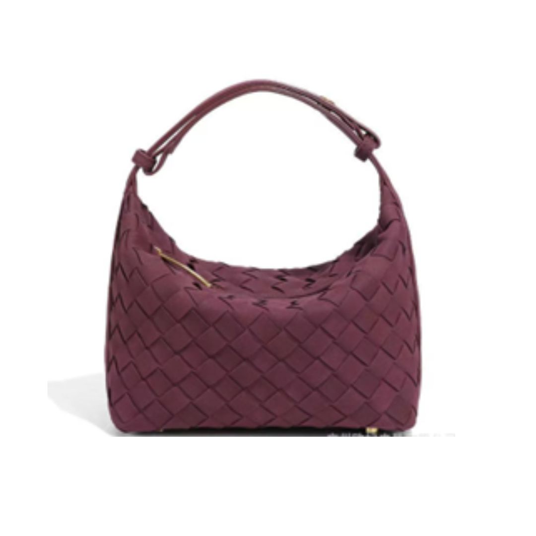 Suede Woven Small Handbag, Color: Wine