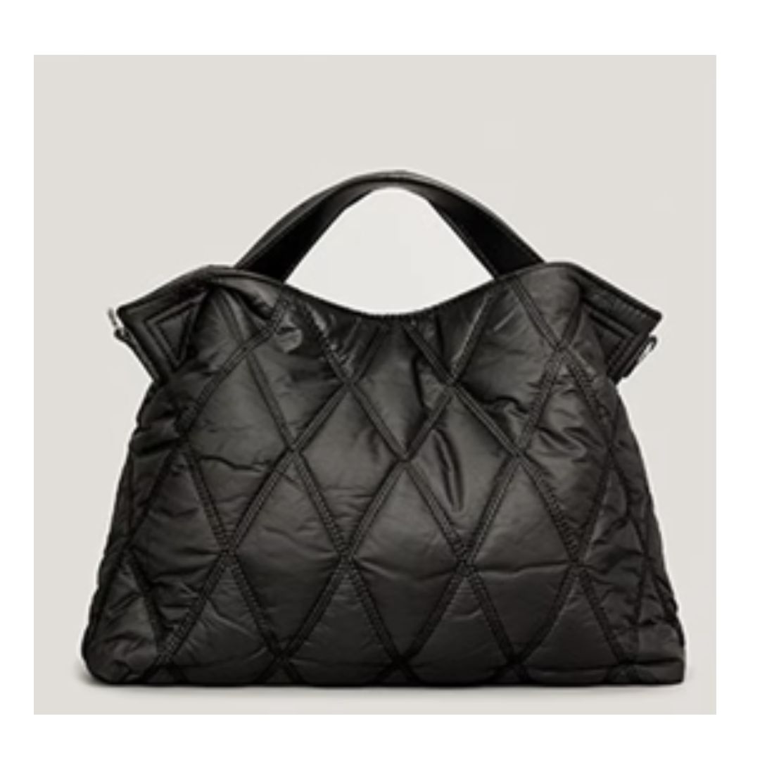 Quilted Handbag w/ Crossbody, Color: Black
