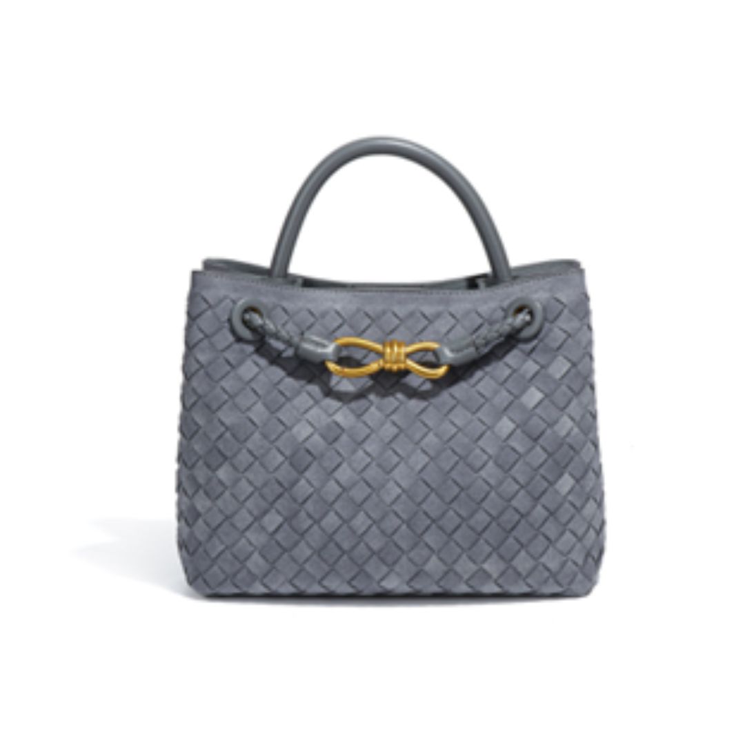 Suede Woven Top Handle, Color: Dusty Blue