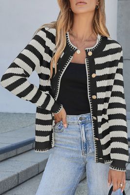 Black Stripe Cardigan