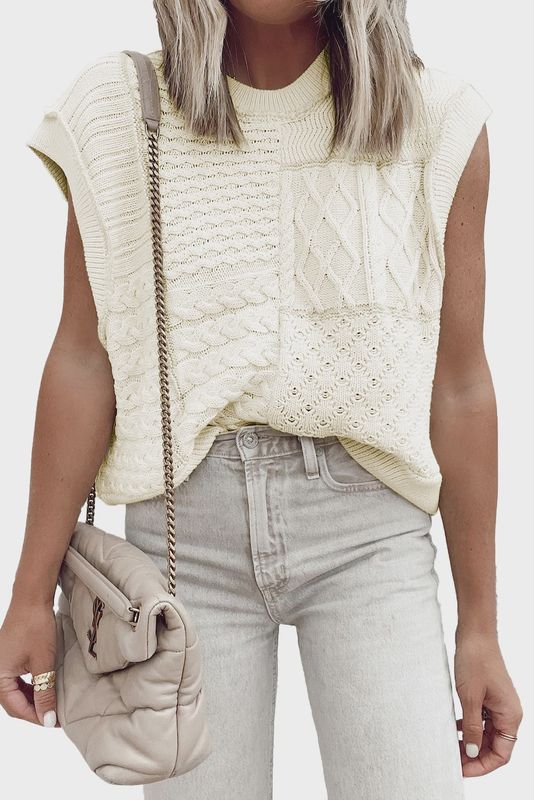 Cream Short Sleeve Sweater