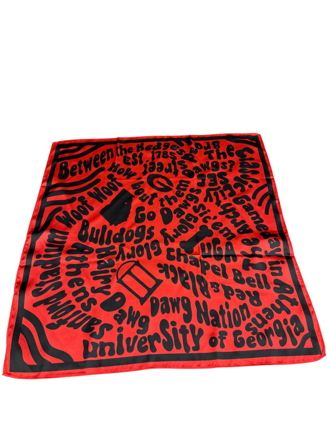 Polka Dots Custom 35x35 Scarves, Pattern: UGA Black And Red Words