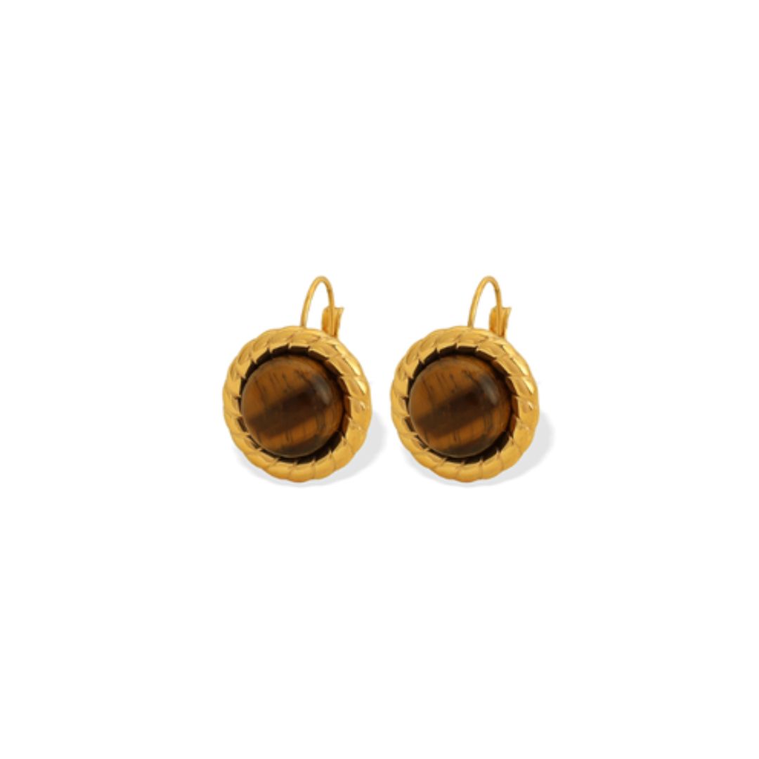 Isabella Earrings, Color: Tiger Eye