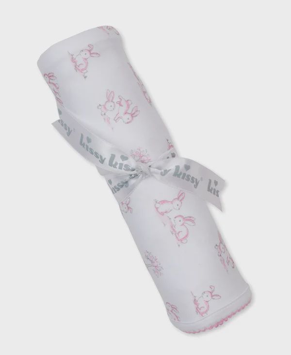 Kissy Kissy Springtime Bunny Fun Pink Blanket