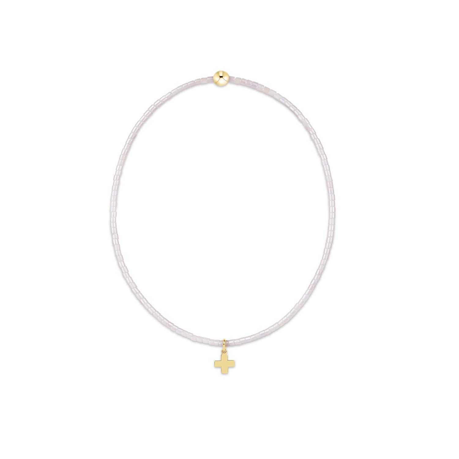 Hope Classic Silky White Bracelet - Signature Cross Small Gold Charm
