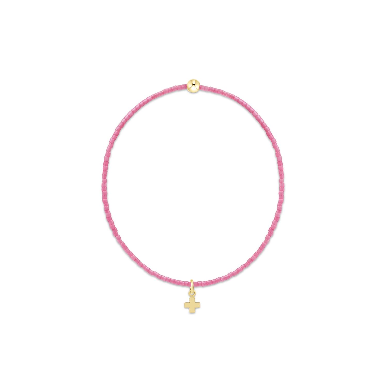 Hope Classic Bubblegum Bracelet - Signature Cross Small Gold Charm