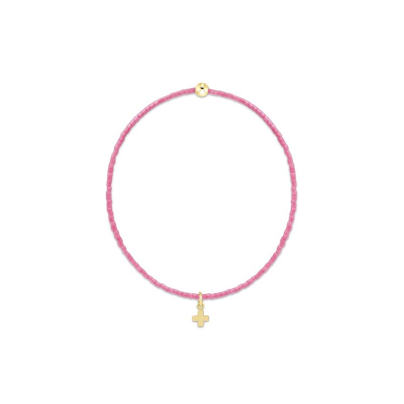 Hope Classic Bubblegum Bracelet - Signature Cross Small Gold Charm
