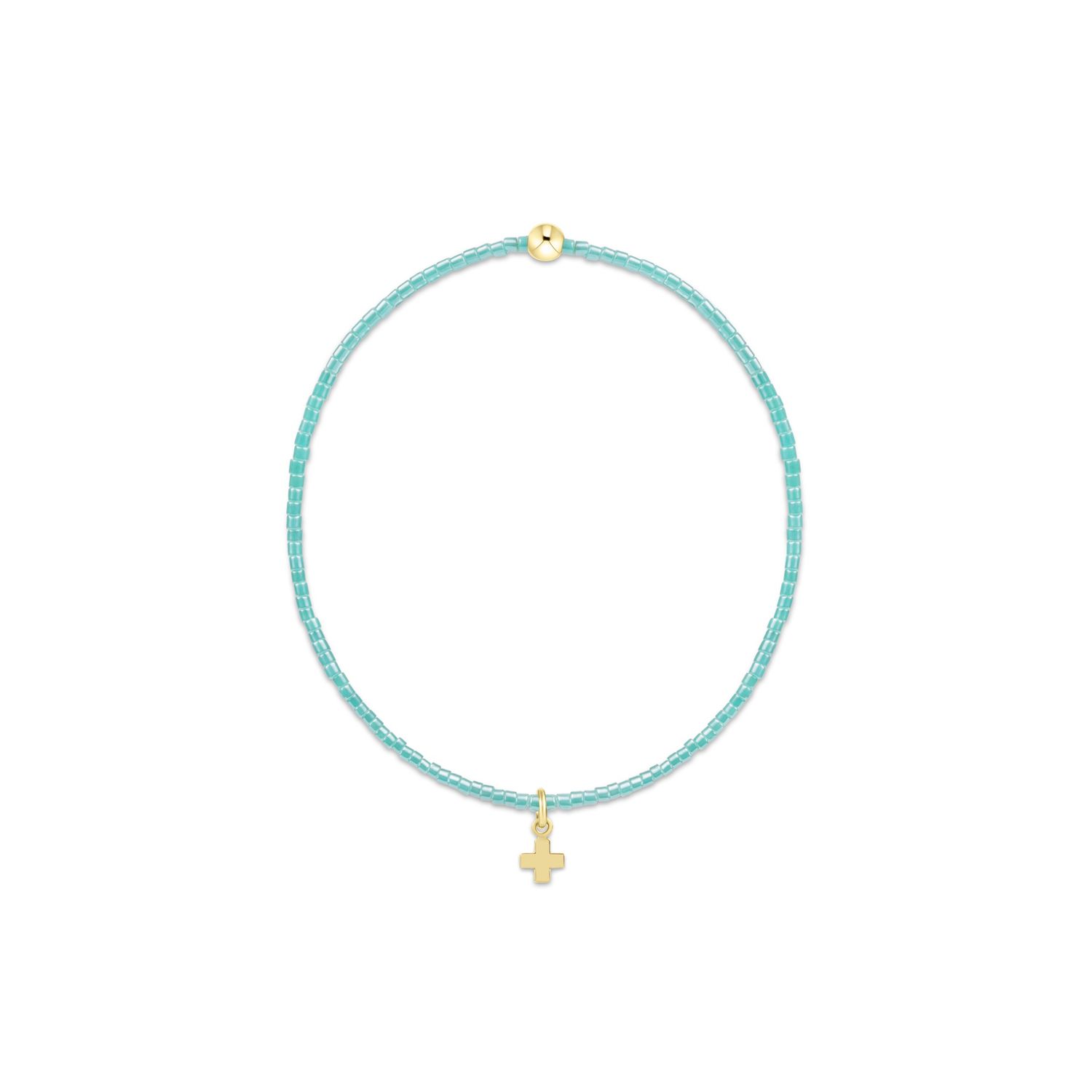 Hope Classic Sea Glass Bracelet - Signature Cross Small Gold Charm