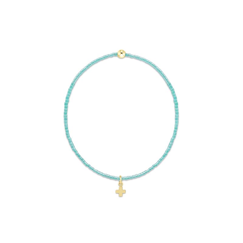 Hope Classic Sea Glass Bracelet - Signature Cross Small Gold Charm