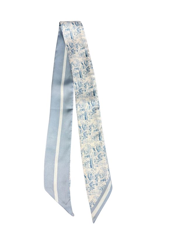 Savannah Artist Print Skinny Scarf - Blue