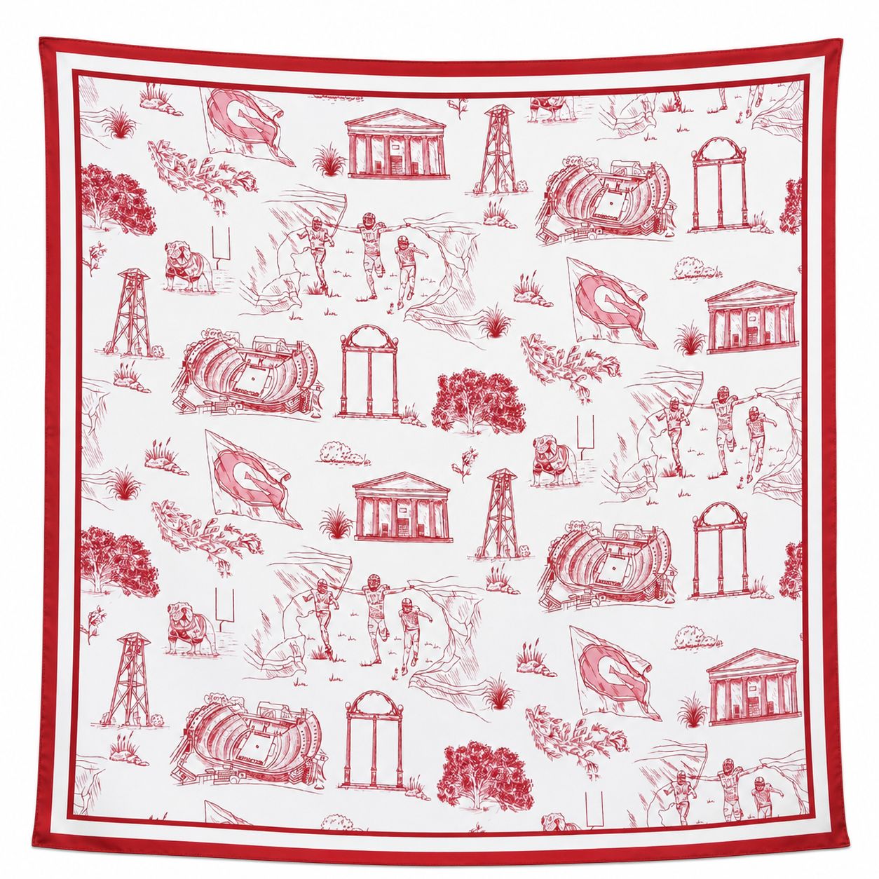 UGA 35x35" Red And White Icons Scarf