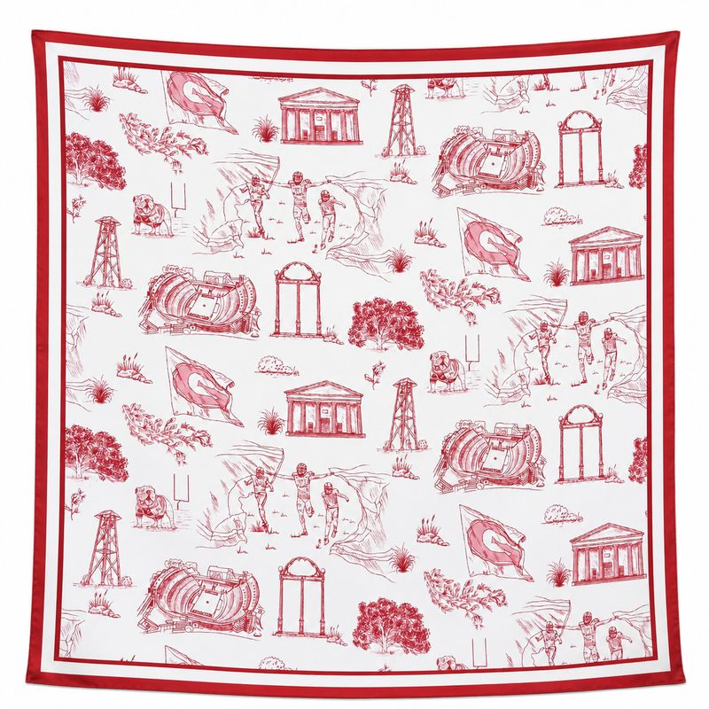 UGA 35x35" Red And White Icons Scarf